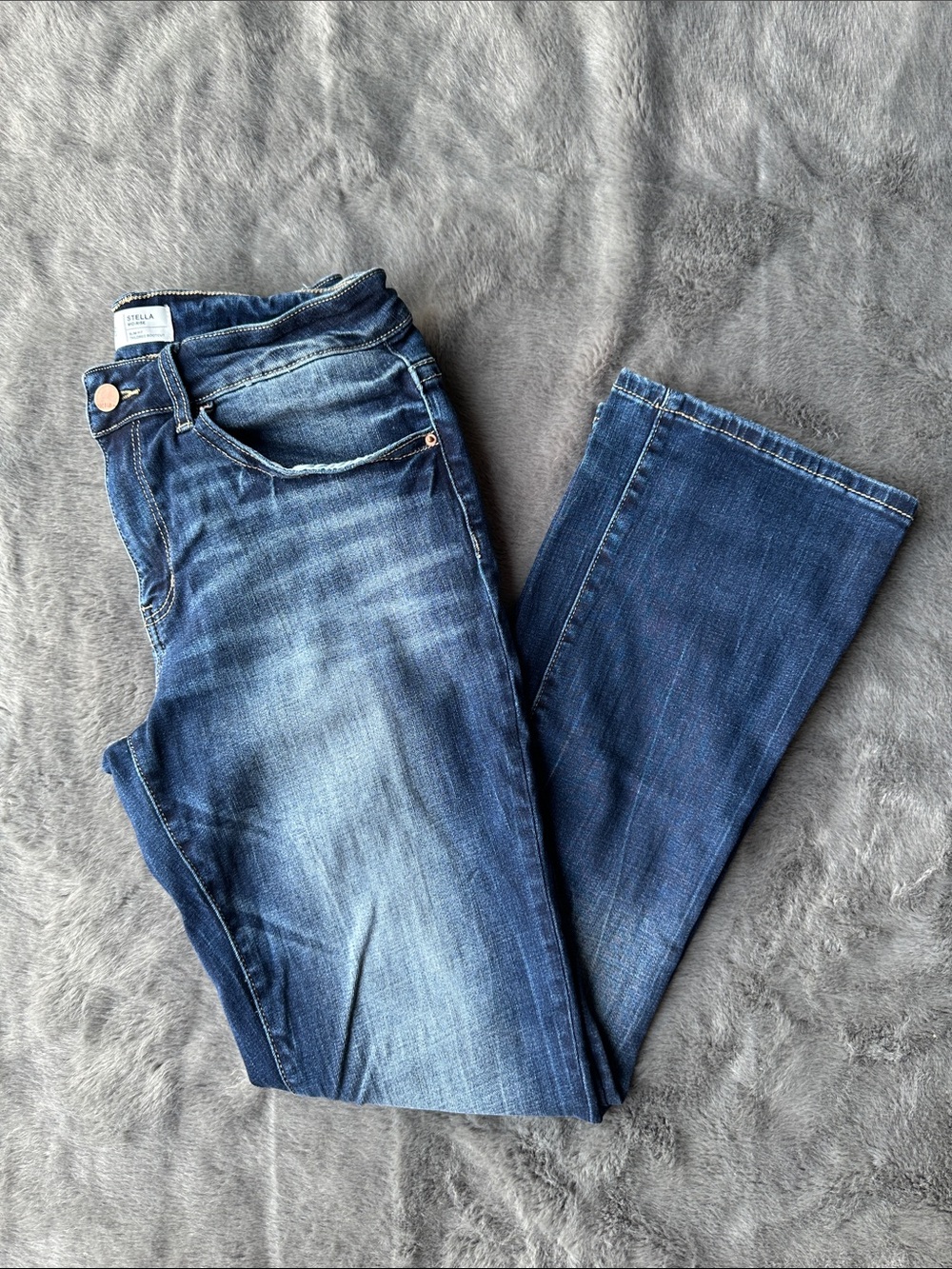 Stellah Medium Blue Faded Boot Cut Jeans